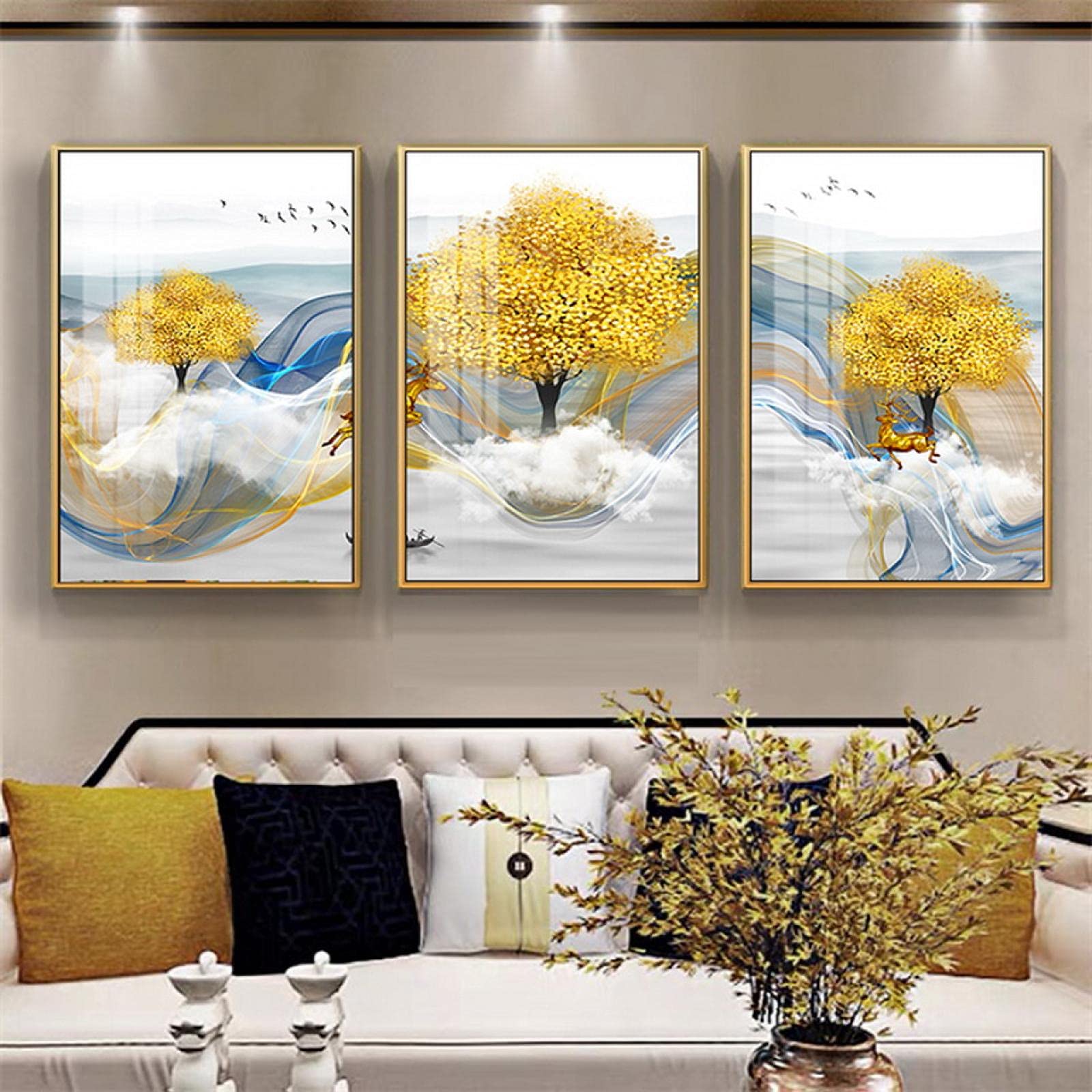 Peintures sur toile abstrait feuilles d'or impression premium - 7