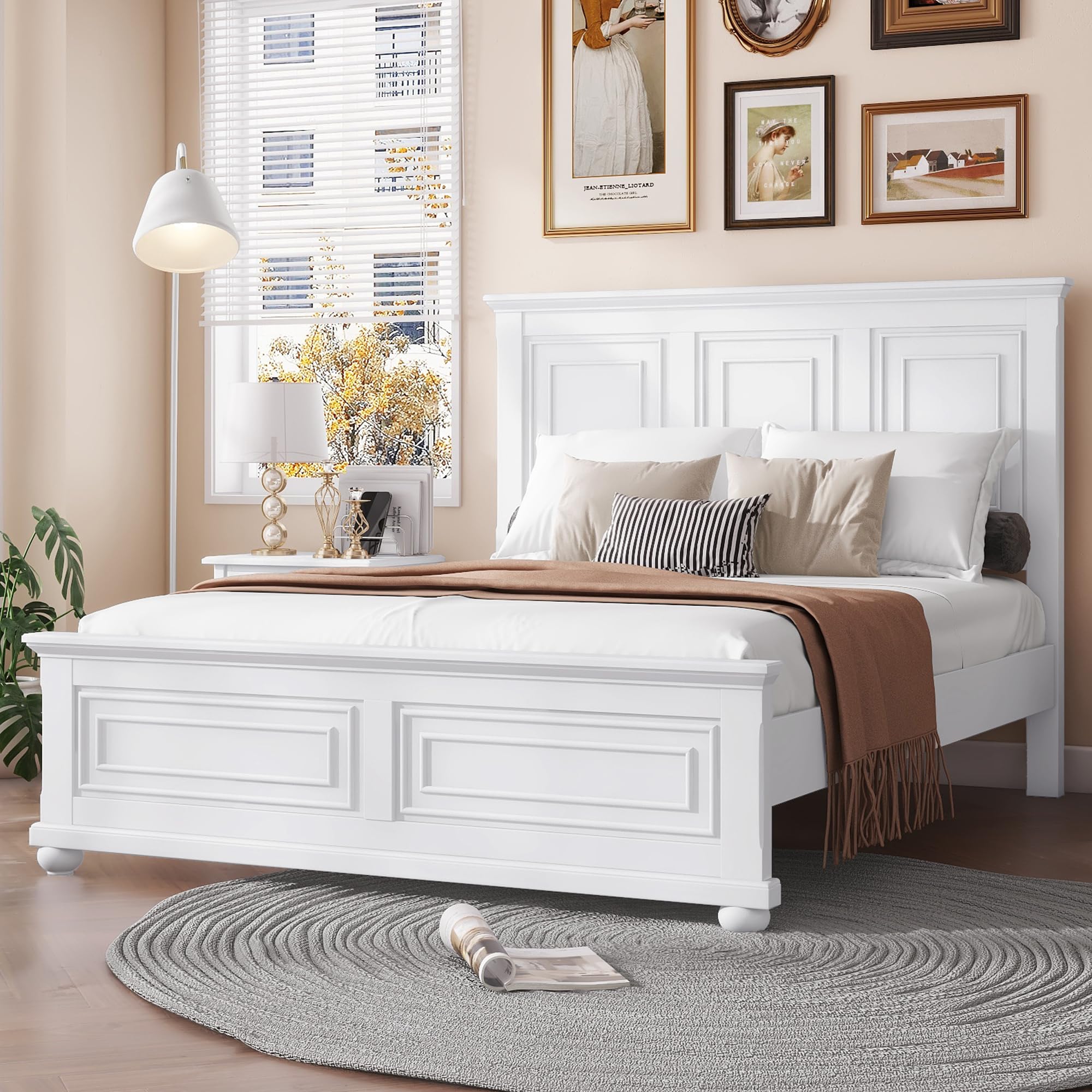 Amazon.com: Mirightone Farmhouse Queen Size Bed Frame with 52