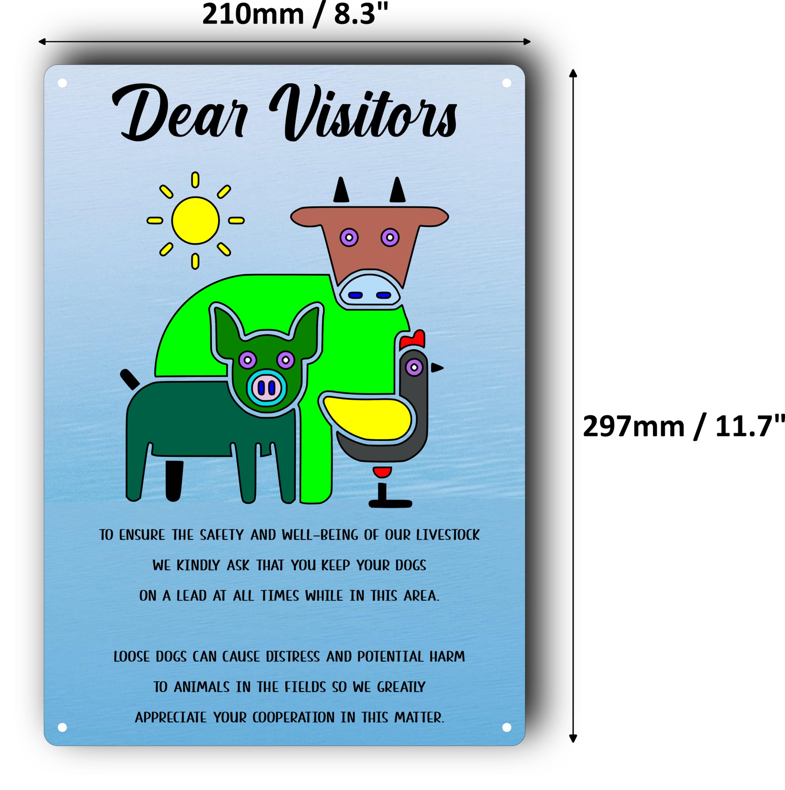 A4 UV Printed Livestock Safety Sign - Keep Dogs on Lead, Blue, 297 x 210 mm - Image 2