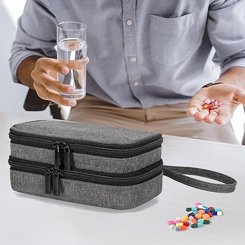Miniatura 4 de Trunab Bolsa de viaje portátil con organizador semanal de pastilleros 2 veces al día, pastillero para pastillas, vitaminas, aceite de pescado,