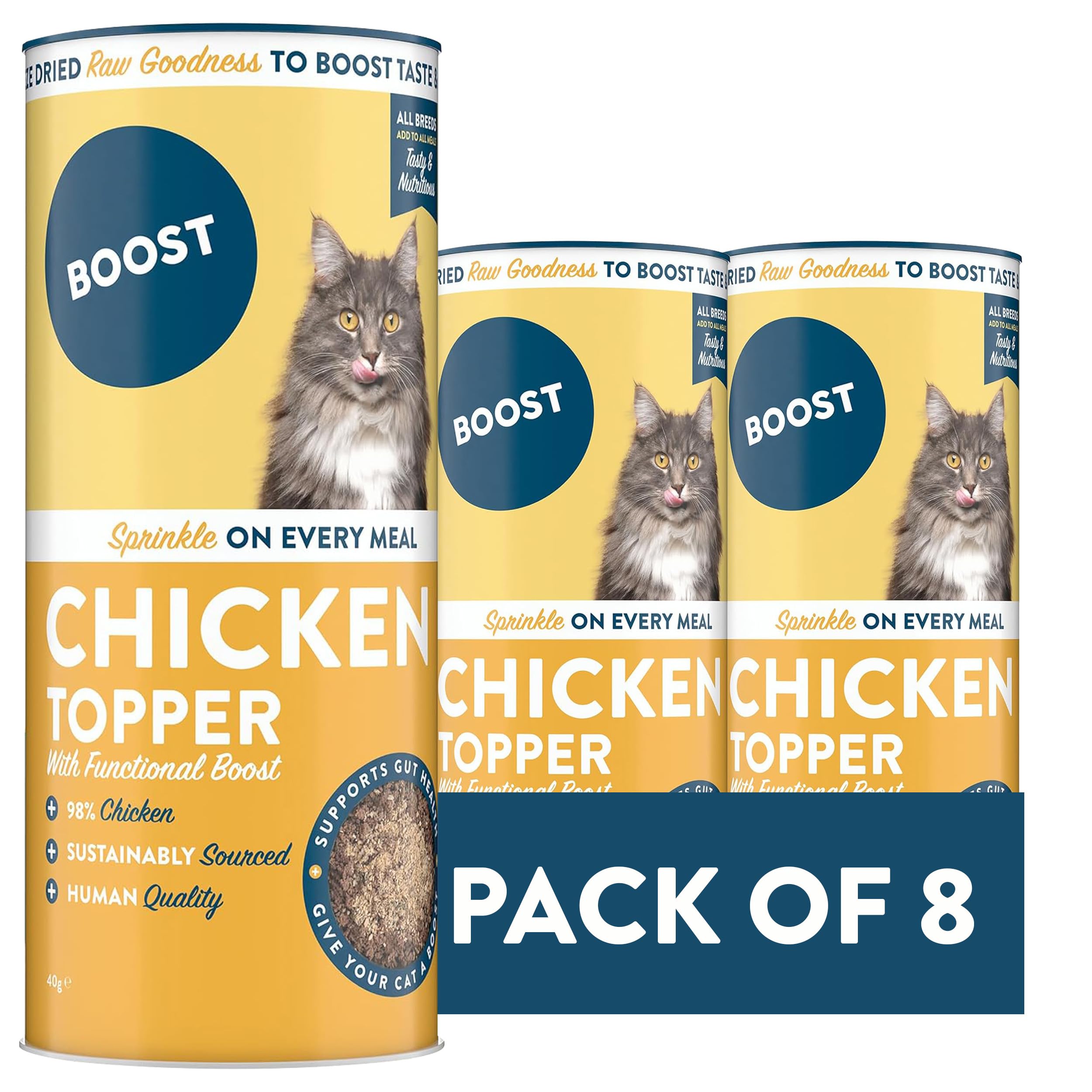BOOST Freeze-Dried Chicken Cat Food Topper - Grain-Free, 8 x 40g