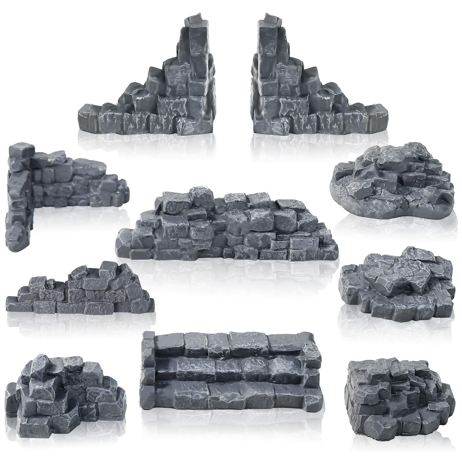 Warmtree Stone Wall Ruins for Terrain Sets, Miniature Terrain Building Tabletop Accessories, Diorama Supplies Train Landscape Railroad Scenery Military Layout Model War Gaming Terrain