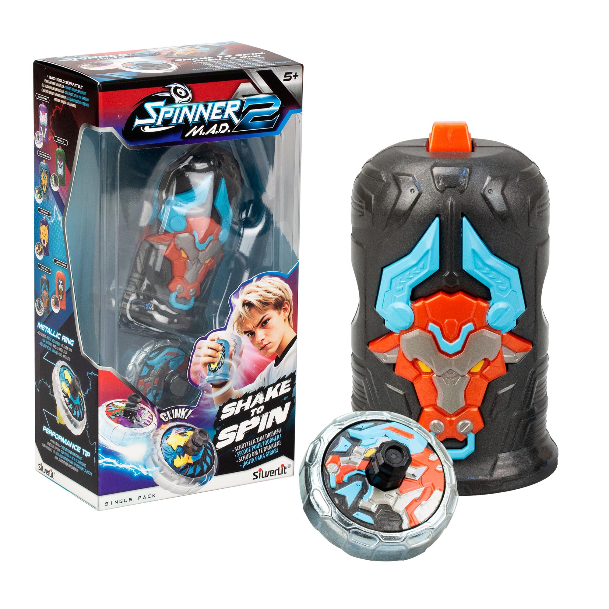 Spinner Mad 2 Shake - Peonza De Batalla Con Mecanismo De Sacudida, Estilo Jade Wolf (Bizak) 5 Años