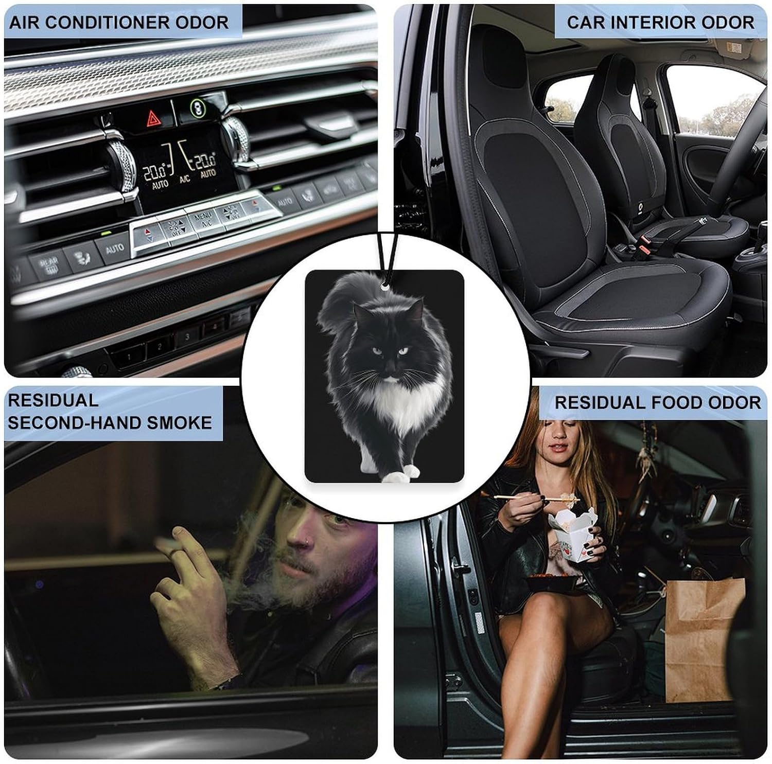 Black Cat Car Air Freshener Cute Hanging Aromatherapy Tablets for Car Home Square