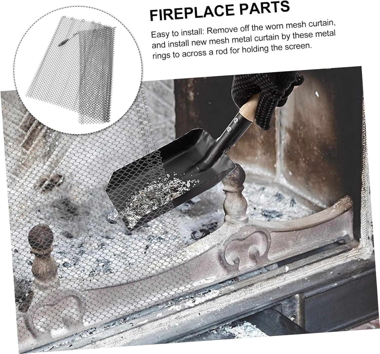 Alipis 2pcs Fireplace Screens Heat-Resistant Mesh Curtain Panels with Elegant Finish Easy Installation for Home Fireplace Protection Xin