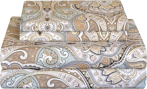 Pointehaven juego de sábanas de percal estampado de 200 hilos de cedro Algodón Cedro King