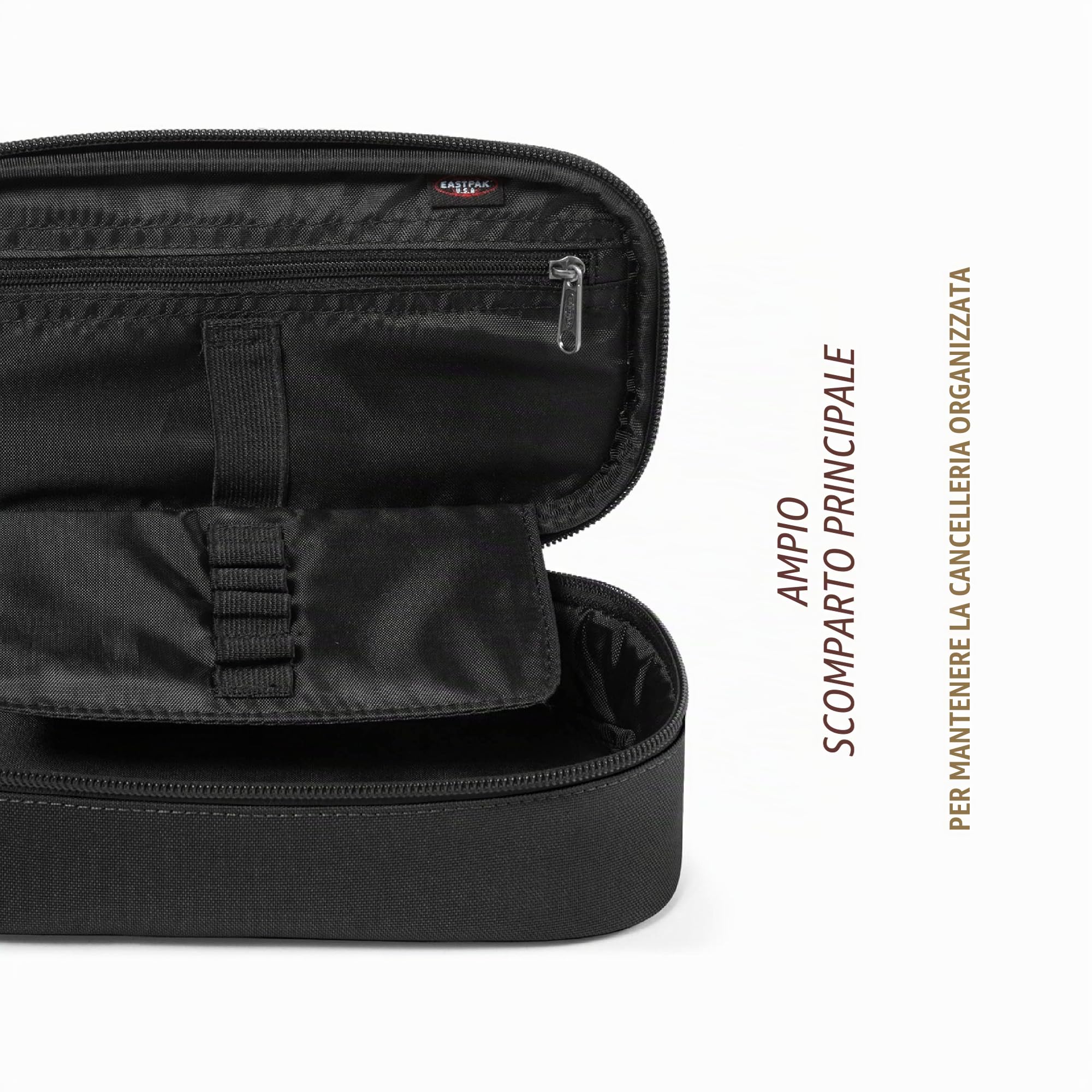 EASTPAK Pinnacle, Zaino, Unisex - Adulto, 25.5 x 32 x 42.01 cm (38 L), Nero (Black) & Astuccio singolo ovale XL, 22 cm, nero