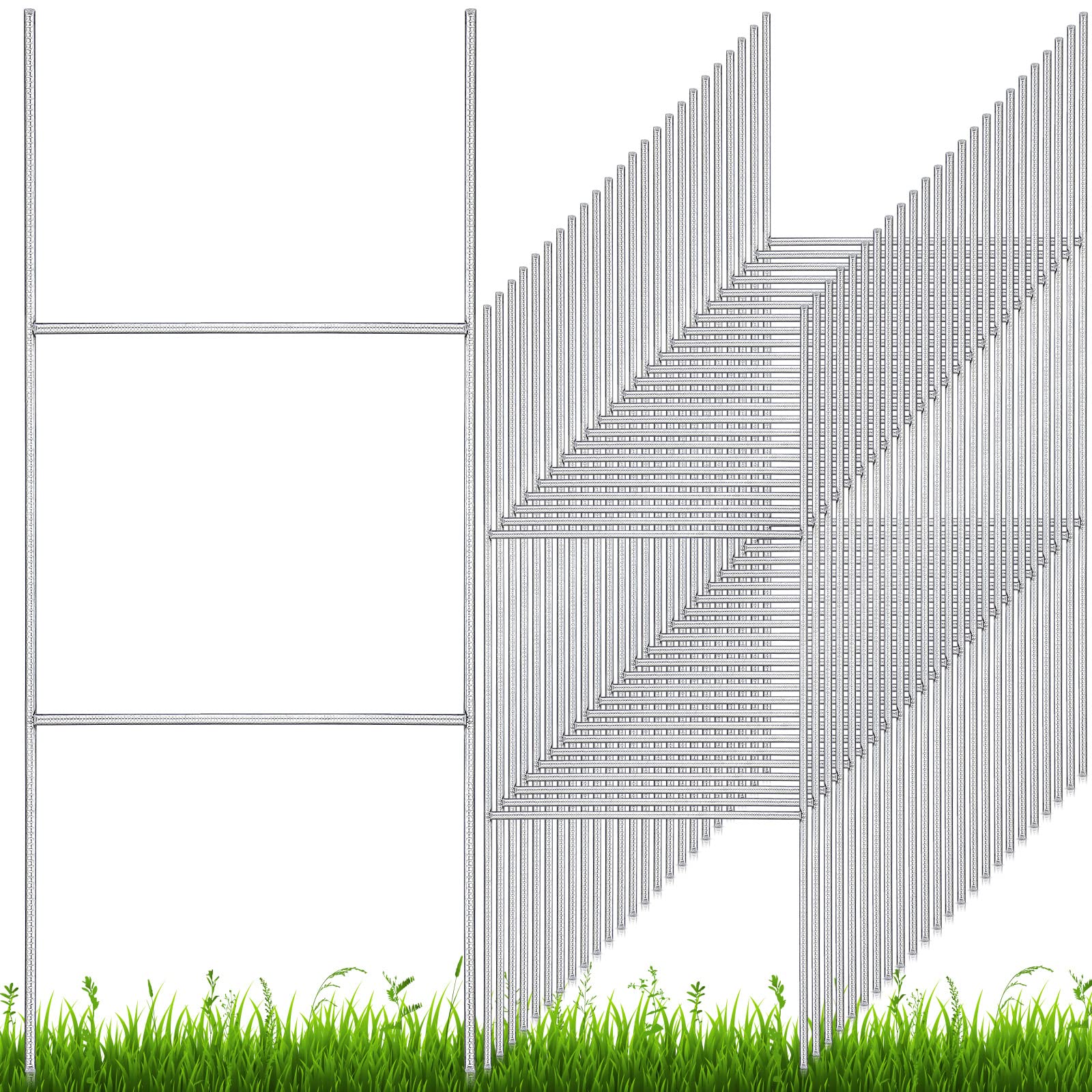 60 pcs h stakes for yard signs 24'' x 10'' metal heavy duty h frame wire stakes weatherproof metal sign holder for 4mm 5mm corrugated signs advertising board guidepost yard halloween decor