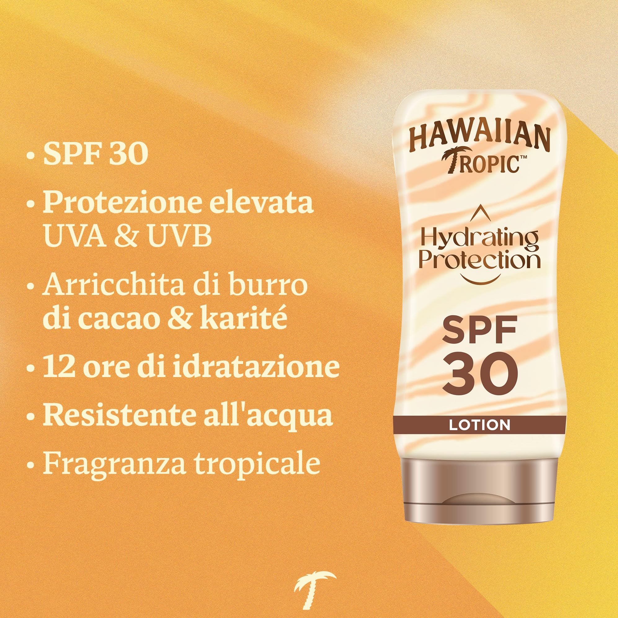 Hawaiian Tropic, Lozione Solare Hydrating Protection Sunscreen SPF 30, 180 ml
