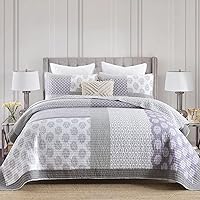 Vista 12 de Finlonte Juego de edredón tamaño individual, juego de edredón de 100 % algodón, colcha acolchada de granja amarilla y gris, juego de ropa de cama