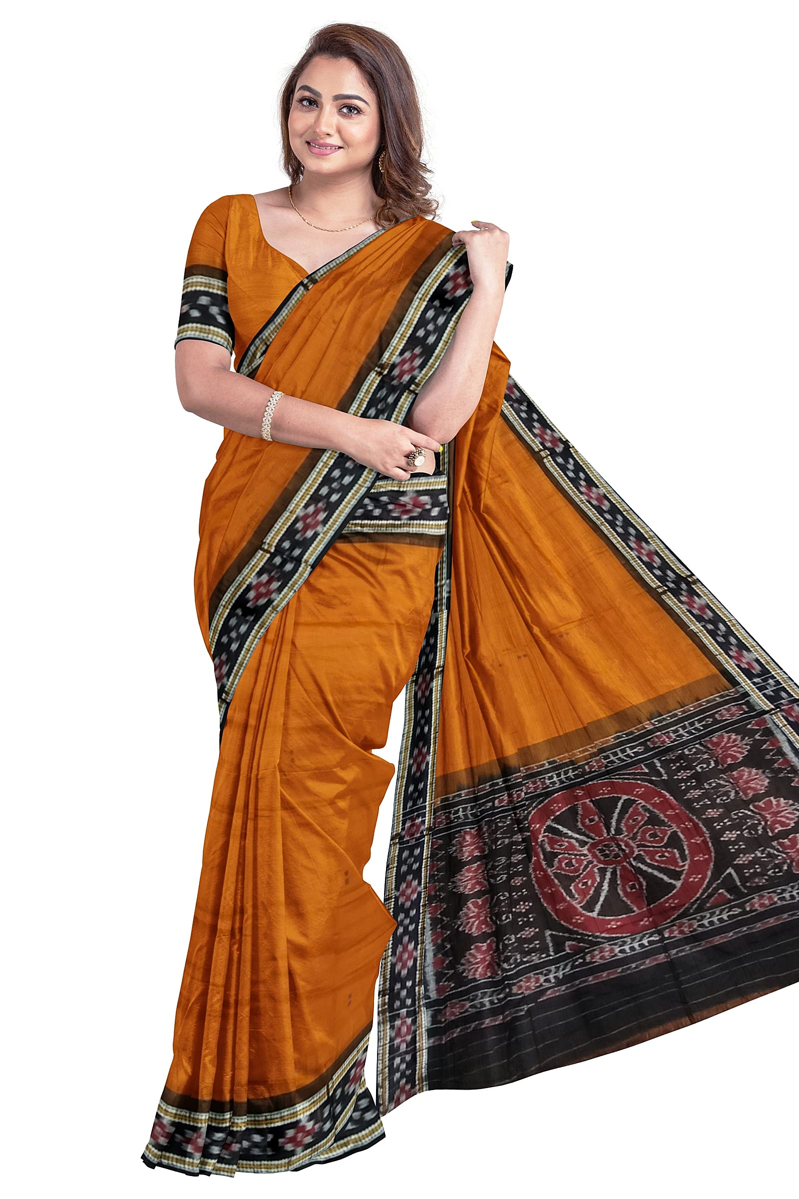 BHSOdisha Handloom Handmade Pure Cotton Multicolored Ikkat Sambalpuri Tie-Dye Festival Saree For Women