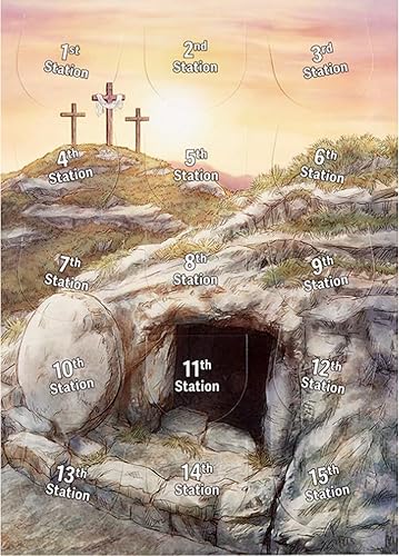 Miniatura 7 de Needzo Stations of the Cross - Tarjetas de oración desplegables, tarjetas de felicitación religiosas de Pascua, suministros para el aula de la