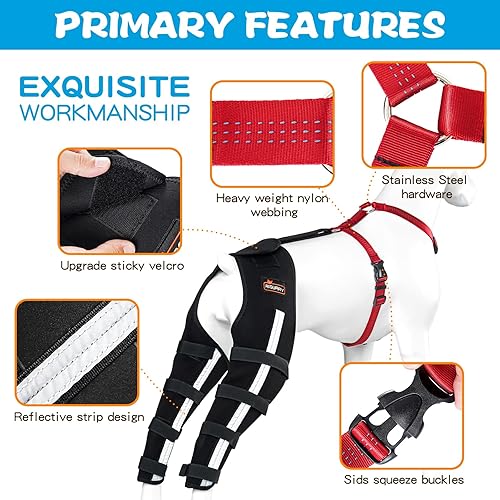 Miniatura 4 de RISURRY Rodillera para perro con arnés de pecho desmontable para rótula luxante, ligamento cruzado anterior, artritis, ligamento cruzado, soporte
