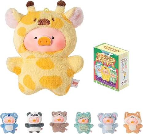 TOYZERO+ Lulu The Piggy Blind Box Figures - Puppet Show Series Plush Keychain Blind Boxes Figurines Finger Puppet Toy Cute Stuffed Animals Mystery Box Collectible Decorations Birthday Gift, Single Box