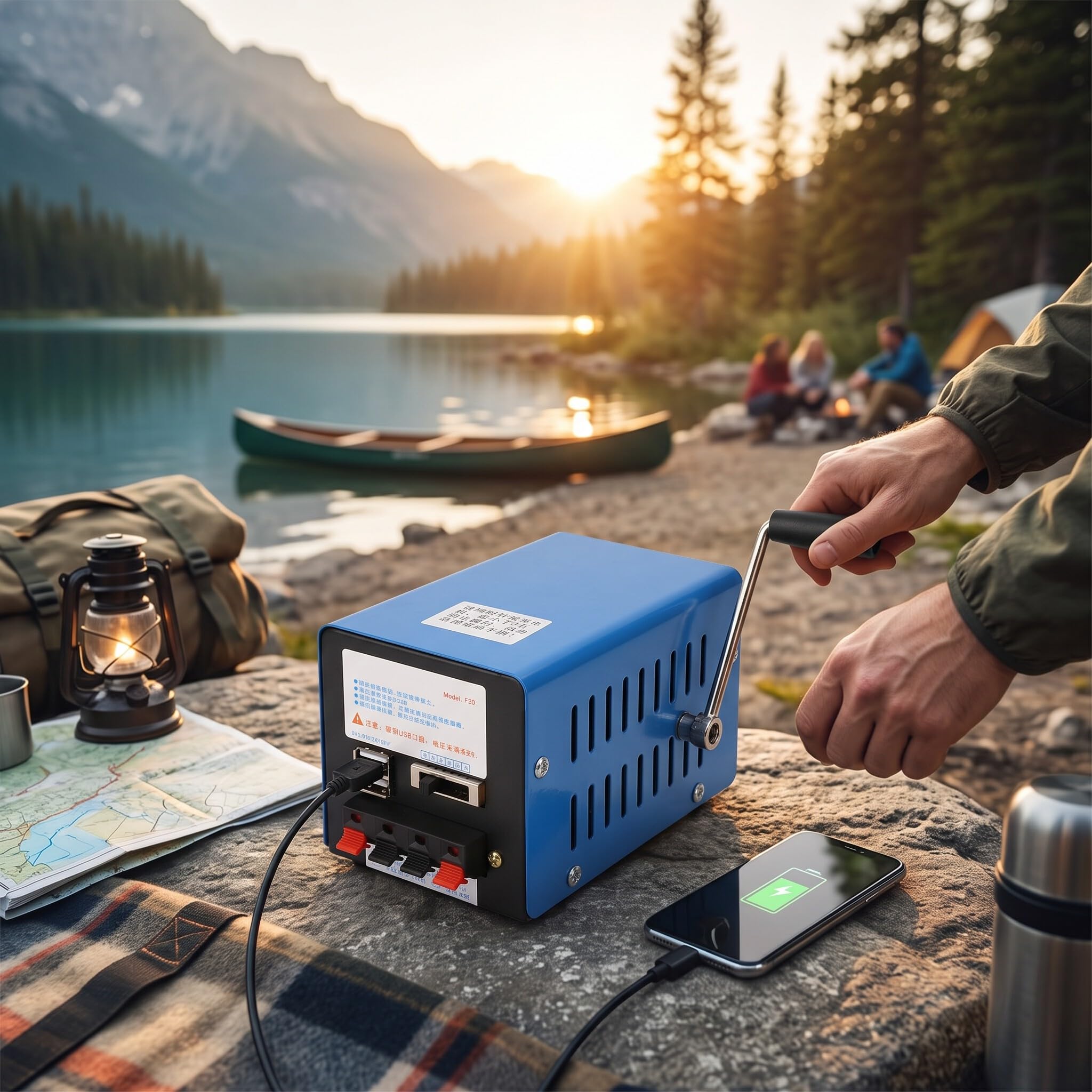 Przenośny generator korby 20 W 2000 obr./min z USB do komunikacji awaryjnej, turystyki, zasilania awaryjnego