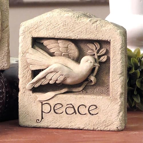 Miniatura 2 de Carruth Studio, Wings of Peace - Estatua de jardín con placa de pared, hecha a mano en Estados Unidos, fundida en piedra maciza
