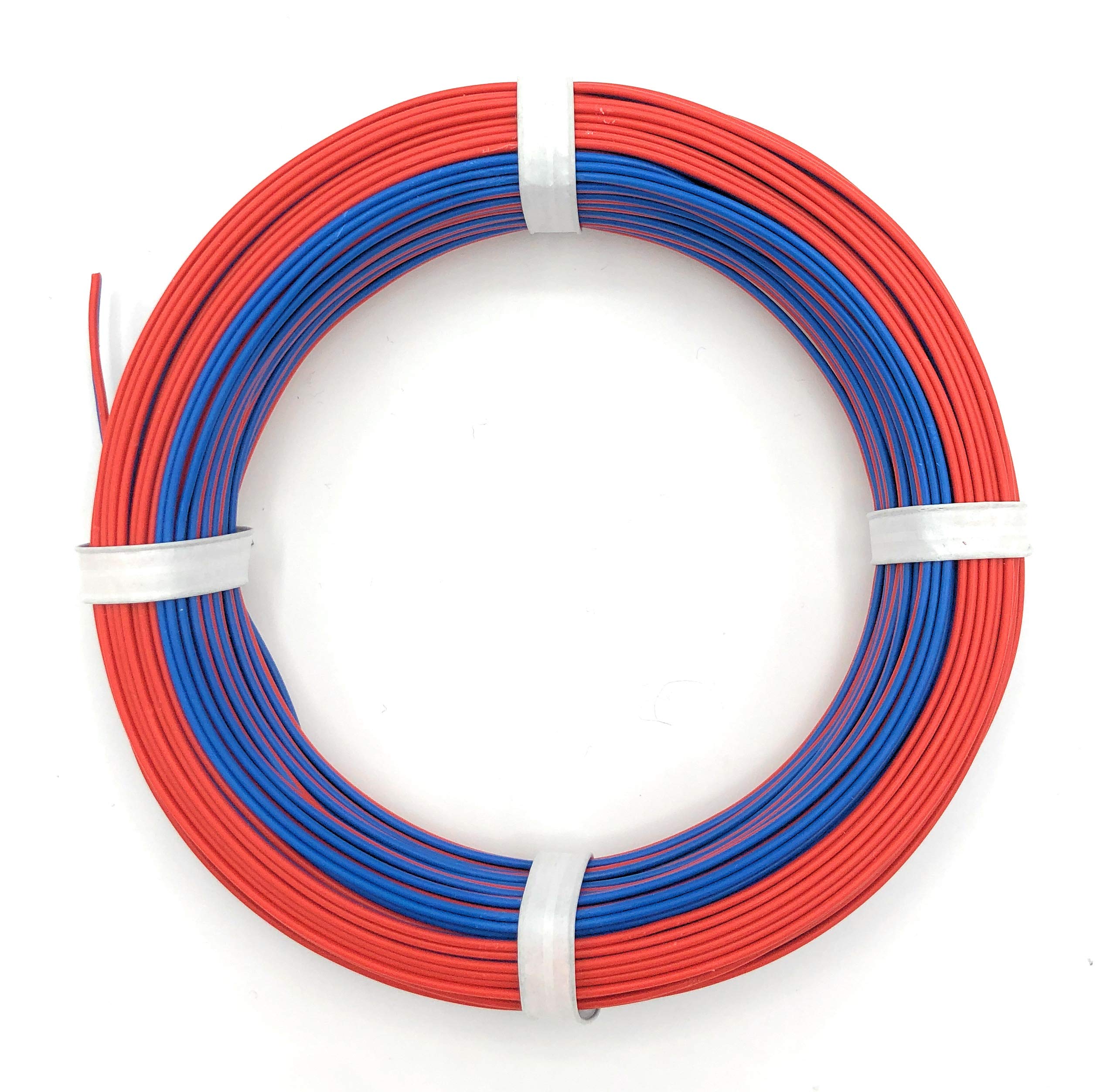 Câble L2218/25 - Fil de cuivre - 2 x 0,14 mm² (1 x 18 x 0,10 mm) - Câble jumelé - Anneau de 25 m (rouge-bleu)