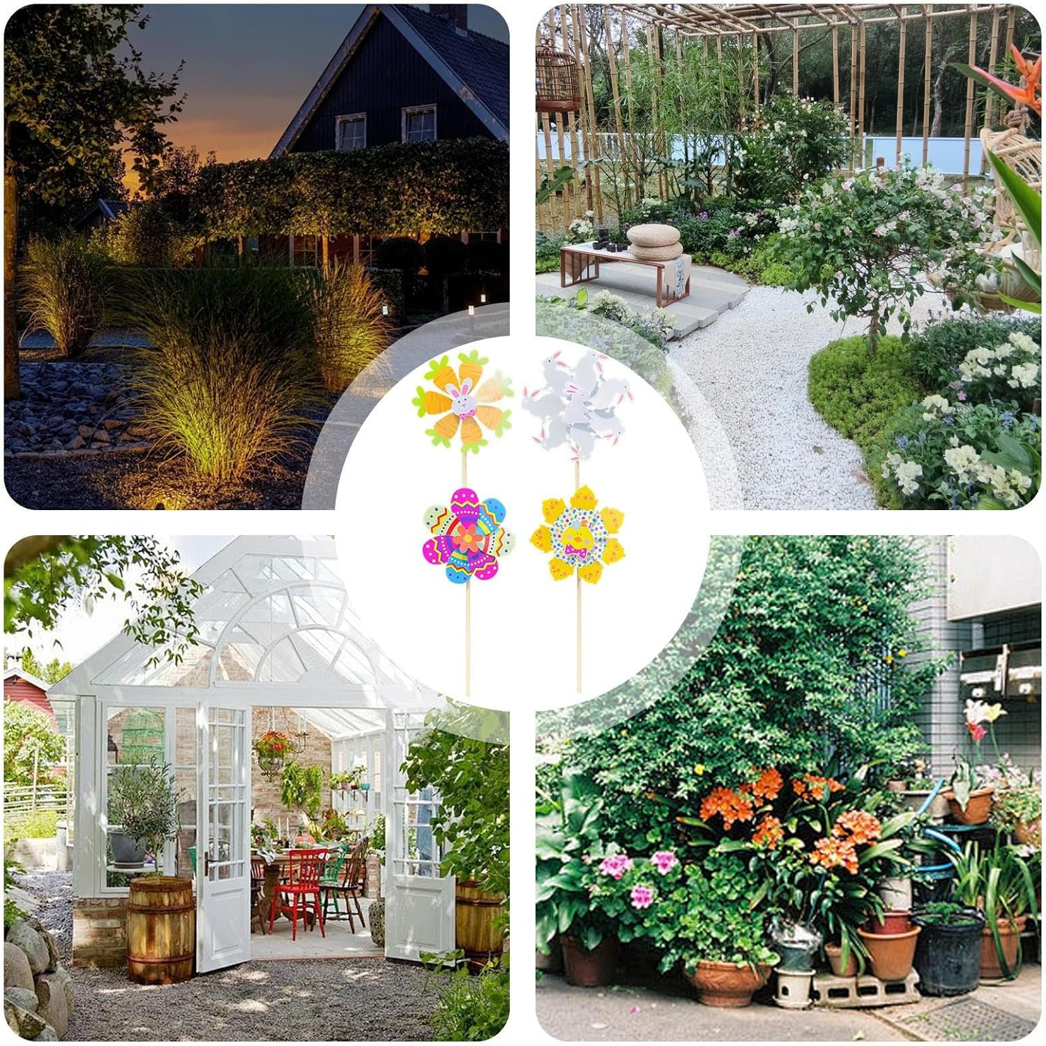 Wind Spinners Outdoor - 12 Piece Bunny Egg Decor, Cartoon Chick Spinner Gear with Grip, Holiday Party Piece with Style, Yard Ornament Supply, Spinner Set for Lawn, Porch, Pathway