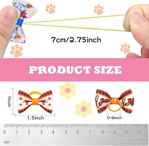Miniatura 2 de Lazos para el pelo de cachorros pequeños con diamantes de imitación pequeños, lazos para el pelo hechos a mano, accesorios para el cabello de