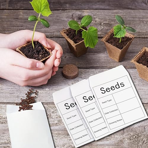 Miniatura 3 de 150 sobres de ahorro de semillas sobres de papel pequeños para semillas 47 x 32 pulgadas sobres resellables con plantilla de recolección de semillas