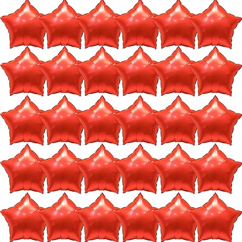 30 globos de estrella roja de 18 pulgadas en forma de estrella de 18 pulgadas, globos de helio mylar, globos de aluminio para decoración de mujeres,