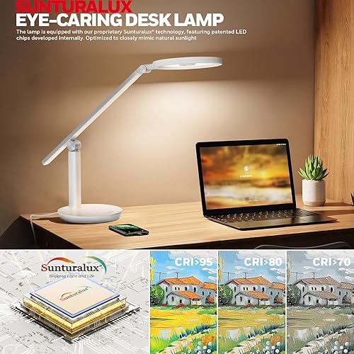 Miniatura 4 de Honeywell Lámpara de escritorio para oficina en casa, H6 Sunturalux Luz de escritorio LED para cuidado de los ojos, lámpara de escritorio regulable