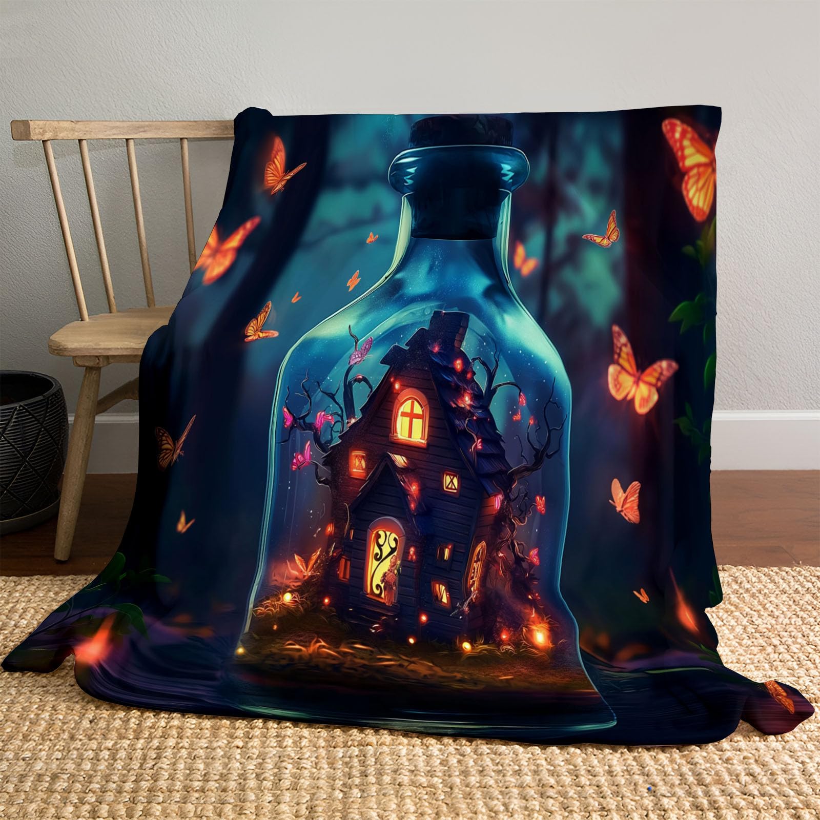 Couverture moelleuse Halloween en flanelle arbre de mort douillette