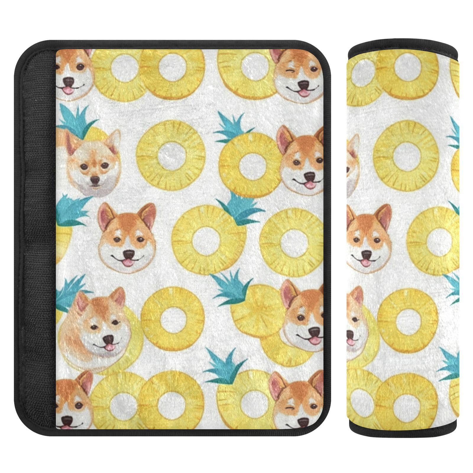 Seat Belt Covers 2 Pack Cute Cartoon Dog Car Seat Strap Covers Super Soft Pineapple Slices Car Seat Neck Cover for Boys Girls Adults Babies S