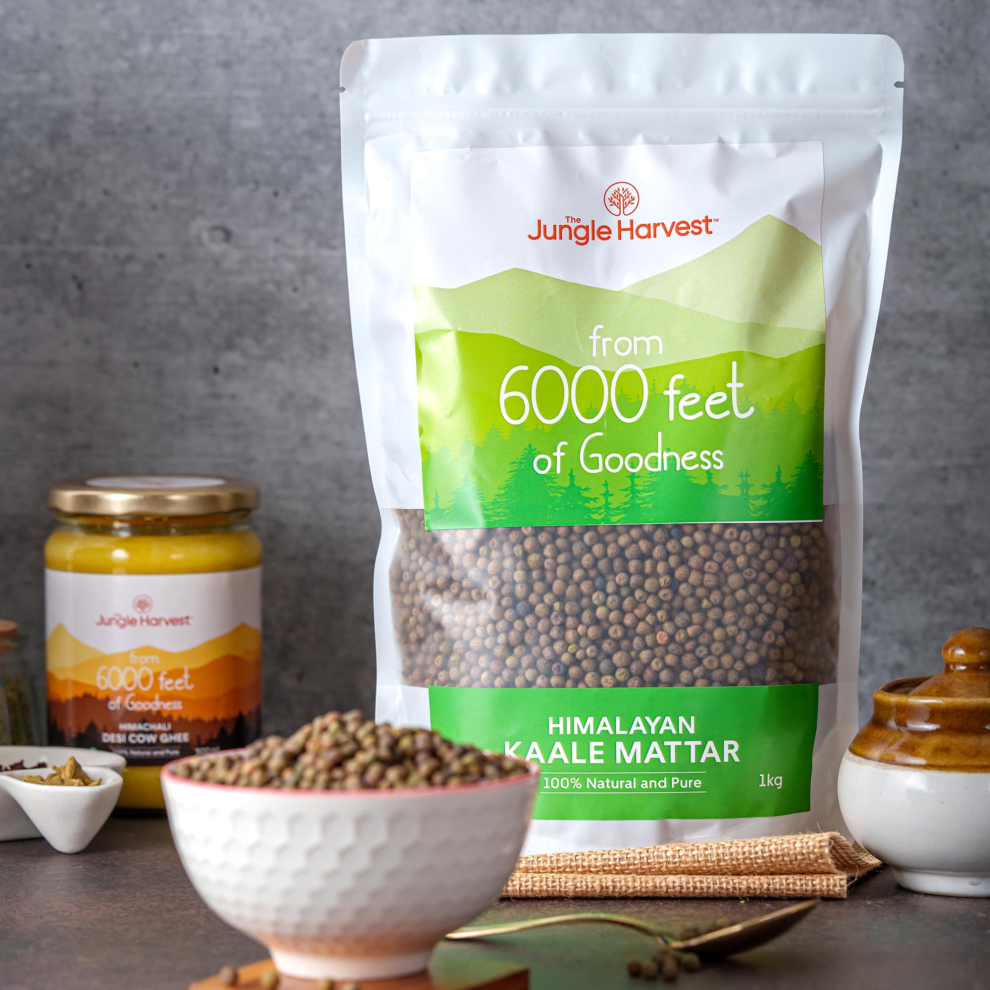 The Jungle Harvest Himalayan Kaale Mattar (Unpolished) 450g | Protein-Rich Black Peas for Curries & Snacks