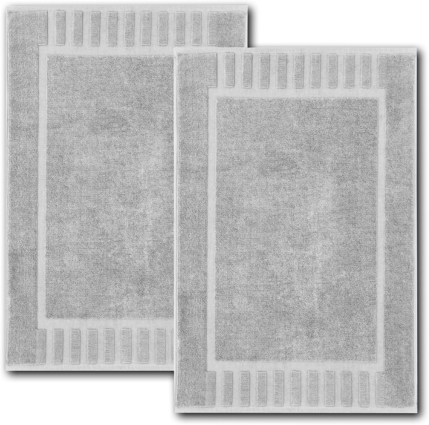 White Classic Luxury Bath Mat Floor Towel Set - Absorbent Cotton Hotel Spa Shower/Bathtub Mats [Not a Bathroom Rug] 22"x34" | 2 Pack | Dolphin Grey