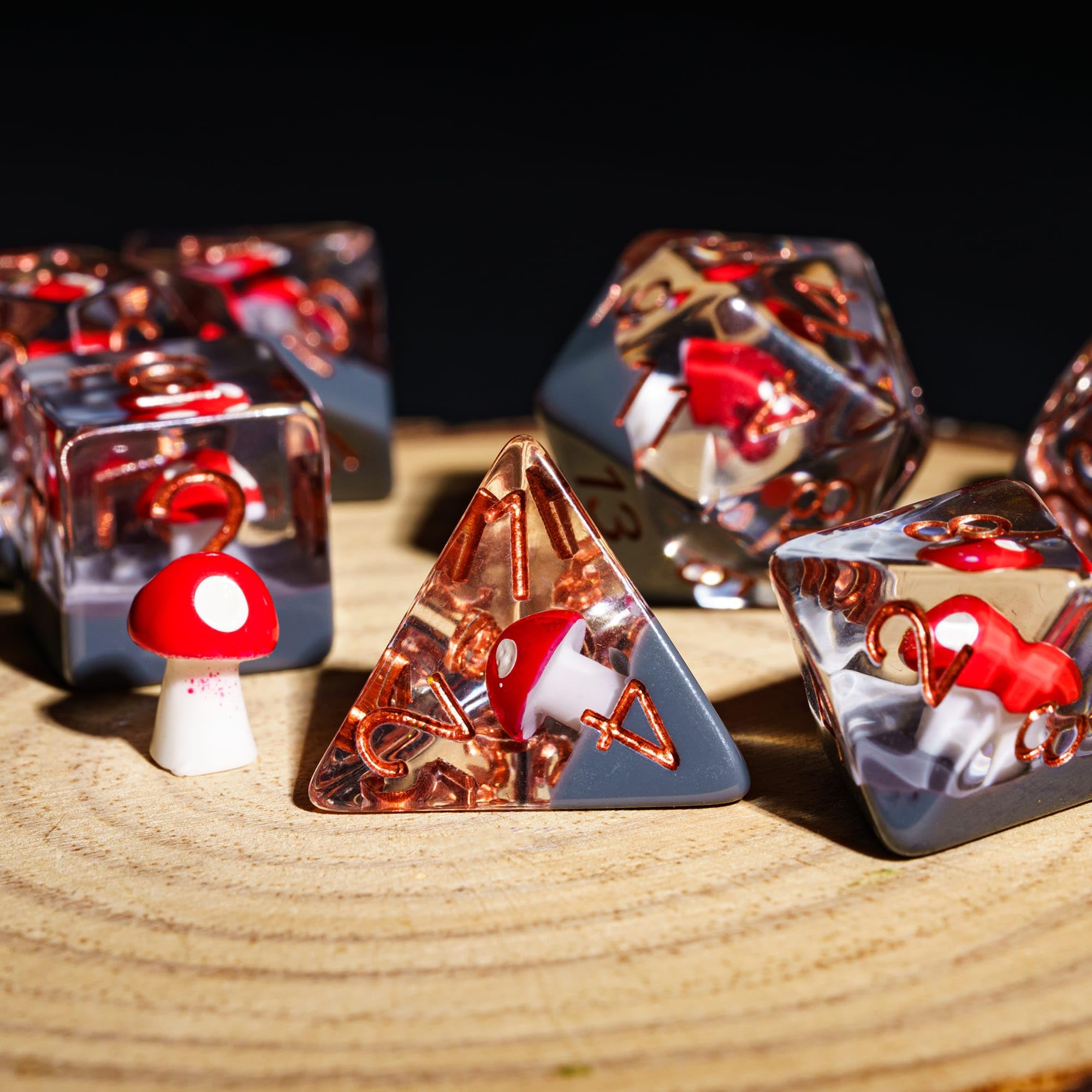 Cusdie 7-Piece Polyhedral DND Dice, D&D Dice Set for Dungeons and Dragons Role Playing Games RPGs(Red Mushroom) - Image 4