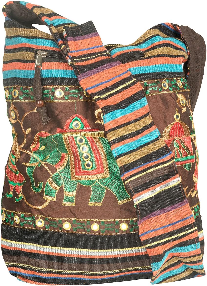 Patchwork Brown Cotton Women Hobo Crossbody Shoulder Large Bag Hipster Boho Sling Messenger School Casual - Image 6