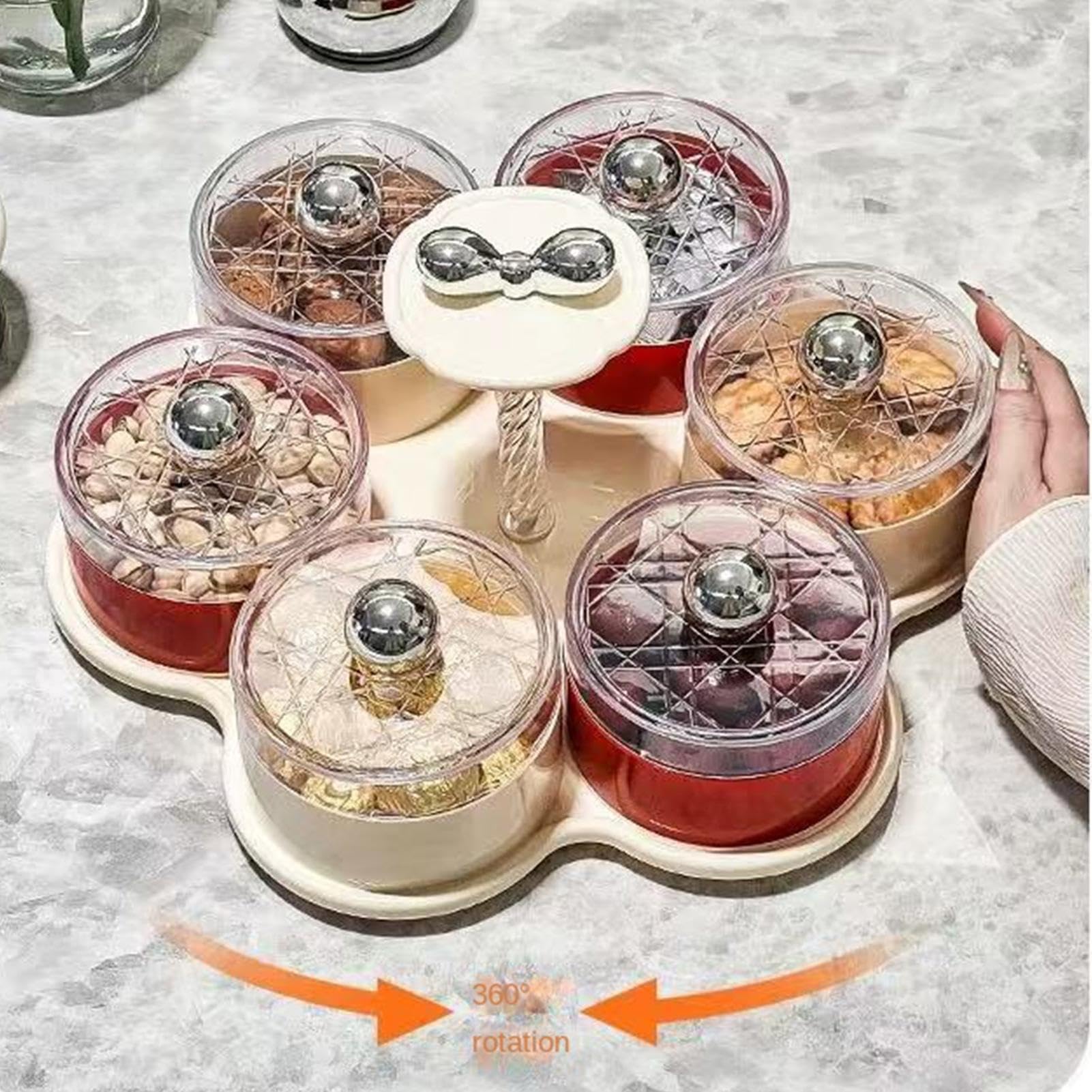 Vassoio Portavivande con Coperchio Vassoio Portatavole Rotante | Vassoio Portafrutta con Coperchio ideale per Bambini, Adulti, Viaggi, Picnic, Catering, Ricevimenti, Feste, Buffet