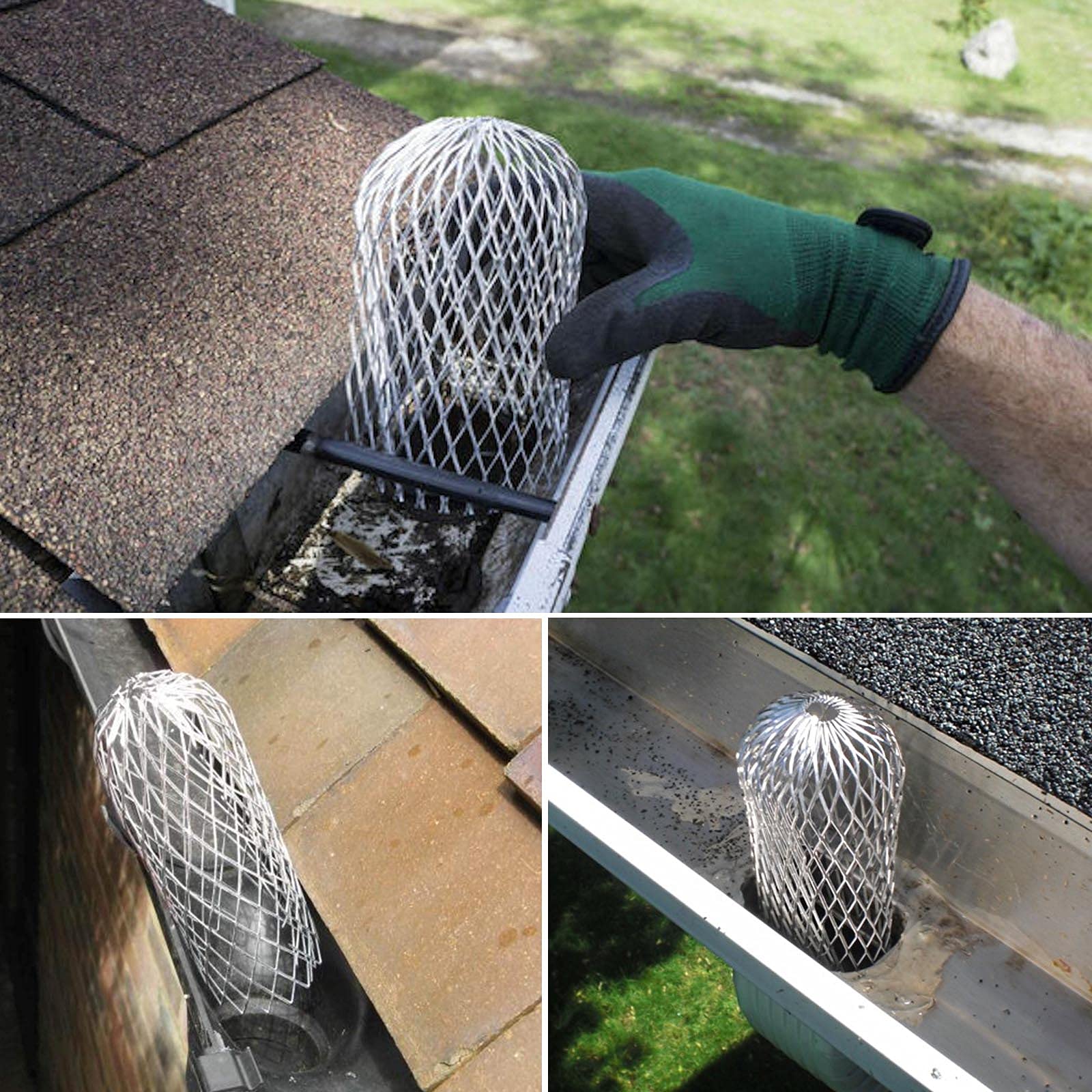 12-Pack 3-Inch Aluminum Gutter Downspout Guards – Flexible, Rust-Proof, Stops Leaves & Debris, Keeps Pests Out