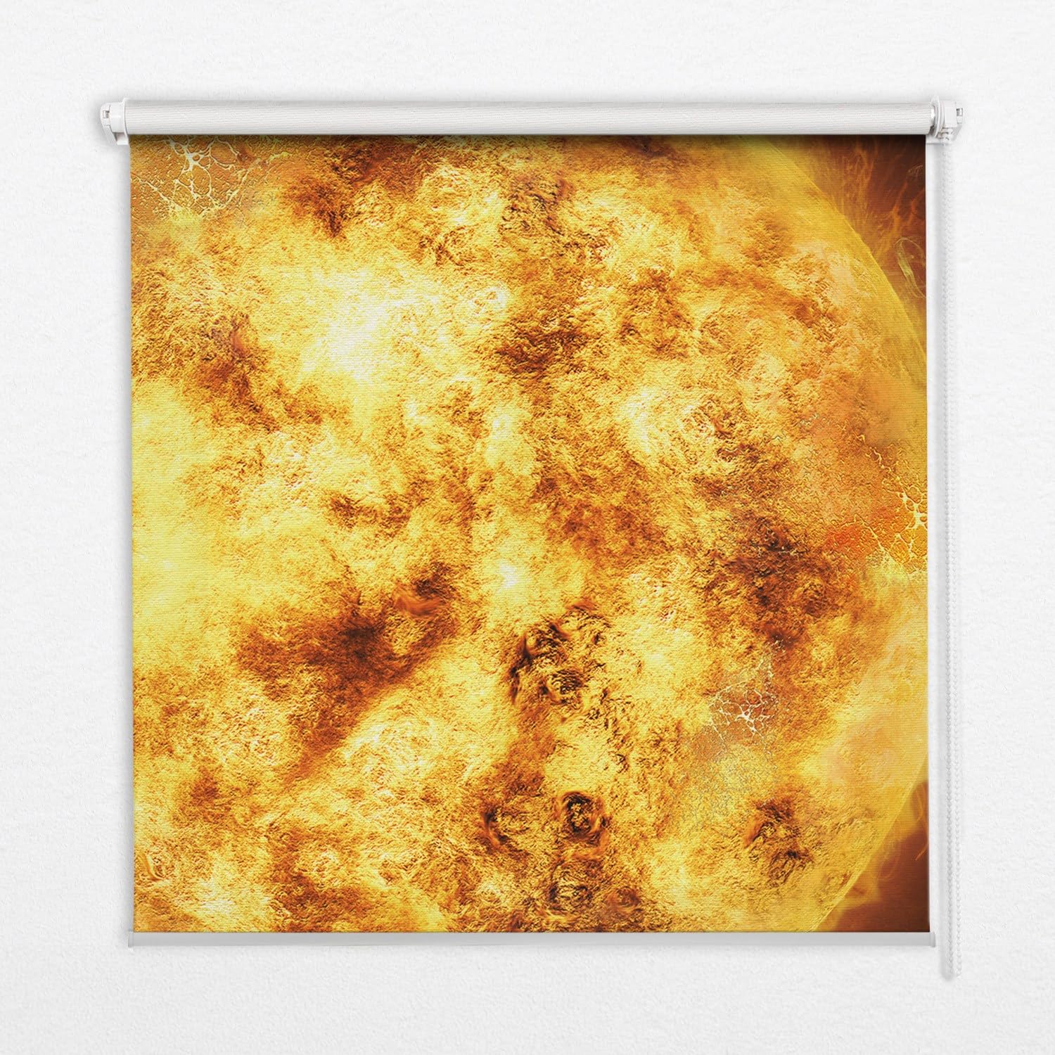 Store enrouleur permeable Tulup 50x50cm store de fenetre sans percage maille jaune interieur