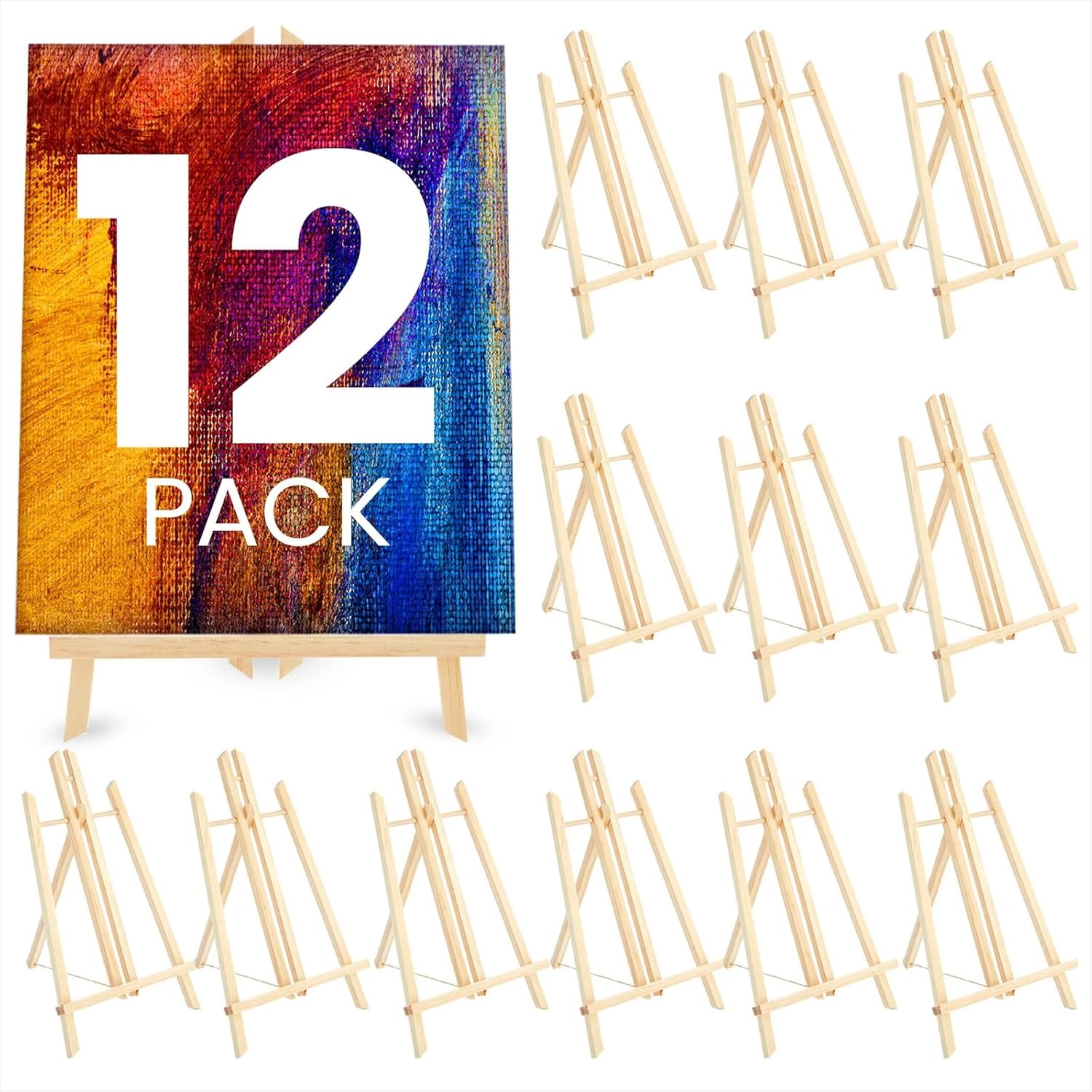 Wood Table Top Easels, Bulk Easel Stands for Painting Canvases (13.8 in
