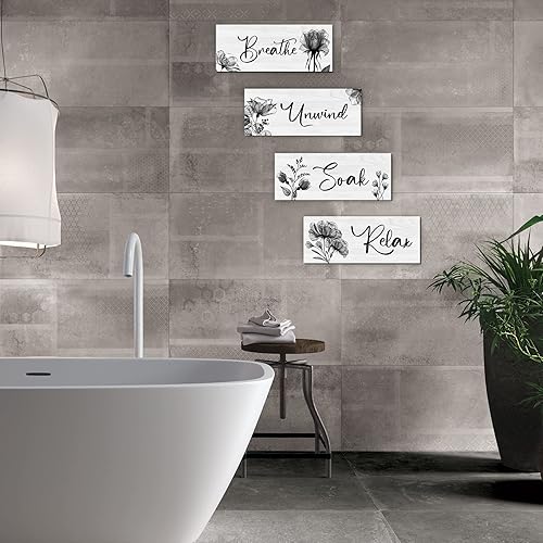 Miniatura 6 de 4 placas de madera para pared, decoración de baño grande para el hogar, spa y lavandería