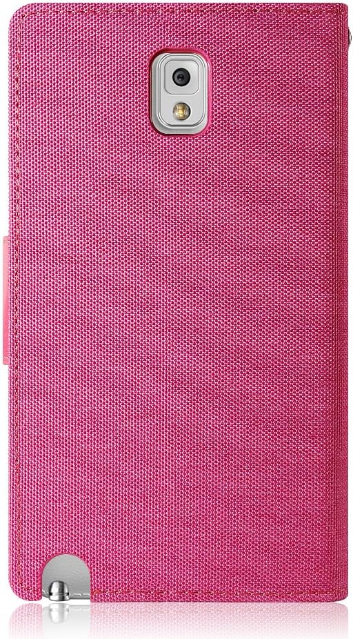 Galaxy Note 3 Case, [Drop Protection] GOOSPERY Canvas Diary [Denim Material] Wallet Case [ID Credit Card and Cash Slots] with Stand Flip Cover for Samsung Galaxy Note 3 - Pink