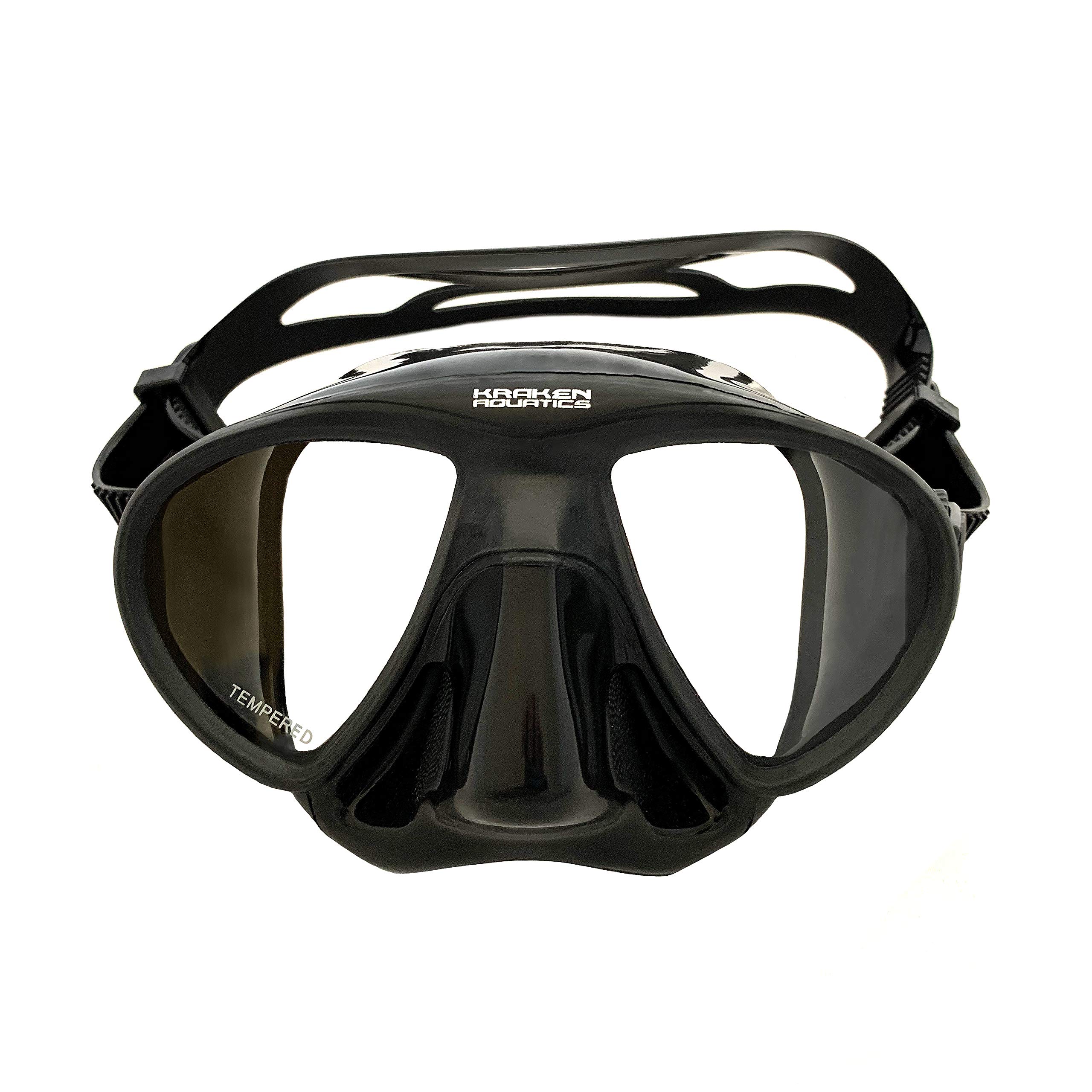 Kraken AquaticsFreediving Spearfishing Mask with Silicone Skirt and Strap | Storage Case Included | Black