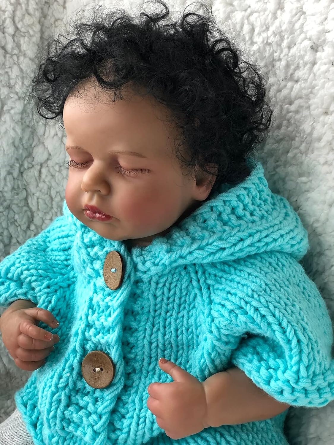 Anano Sleeping Reborn Baby Dolls 20 Inches Biracial Realistic Newborn Baby Doll Silicone Baby Doll African American Baby Girl Rooted Hair Real Looking Doll Toys for Age 3+ Birthday Gift