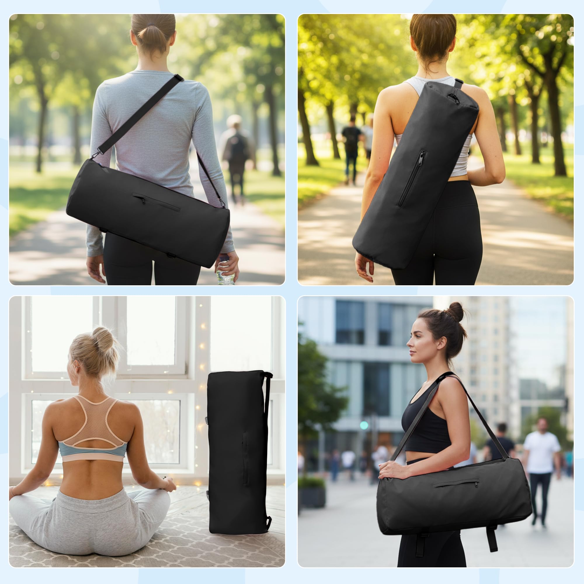 Wasserdichte Yogatasche für Damen mit Nassfach Flaschenhalter Durchgehendem Verstellbarer Schultergurt, Robuste Geräumige Tragetasche Taschen für Pilate Sport Gymnastik Yogamatte