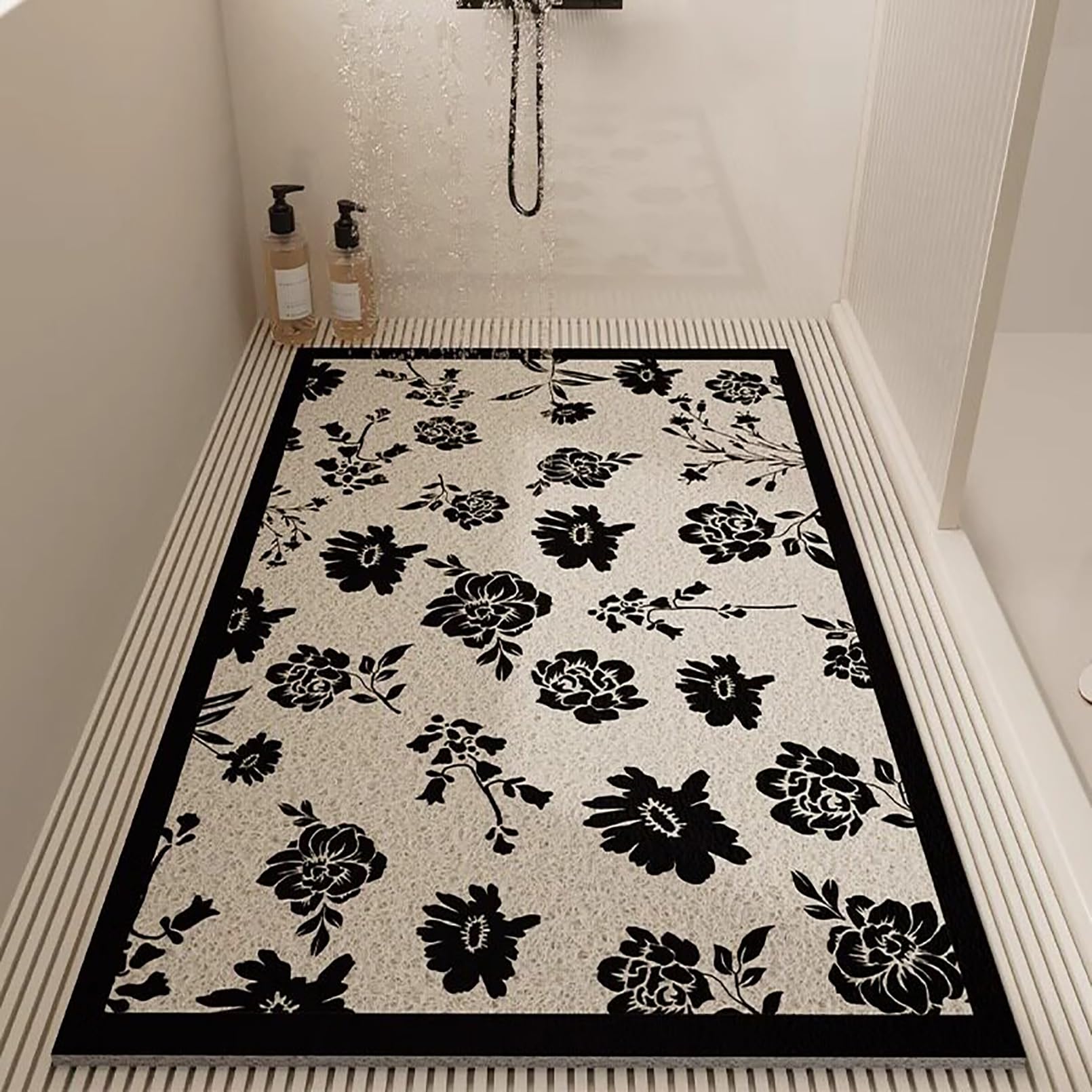 Alfombrilla de ducha antideslizante, rectangular, alfombrilla de baño y secado rápido, alfombrilla de ducha de PVC antideslizante para ducha y bañera, altura 90 x 90 cm | 1