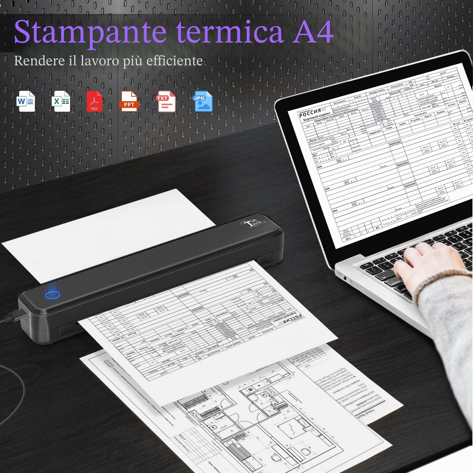 Joyzan Stampante Stencil Tattoo, Stampante Termica Tattoo di Trasferimento Termico 20 Fogli Carta Tatuaggi Temporanei Personalizzati Macchine da Stampa per Phone PC Bluetooth USB Artisti Principianti