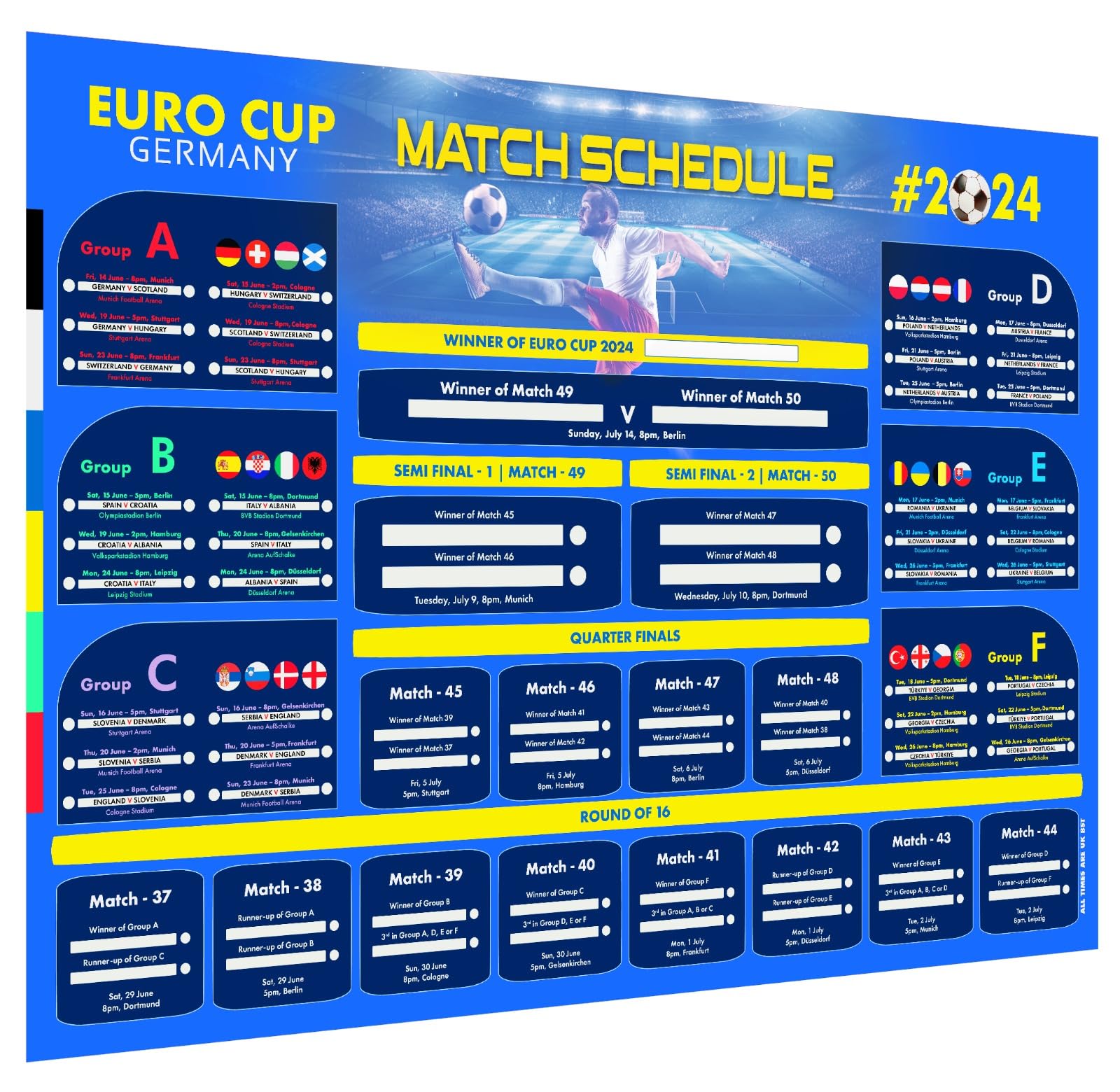 Buy Crazy Little Things A1/A2 Euro 2024 Wall Chart Football, Premium