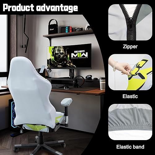 Vista 14 de Fundas para sillas de videojuegos, funda elástica para silla de computadora, funda ergonómica para silla de oficina, para protección contra arañazos