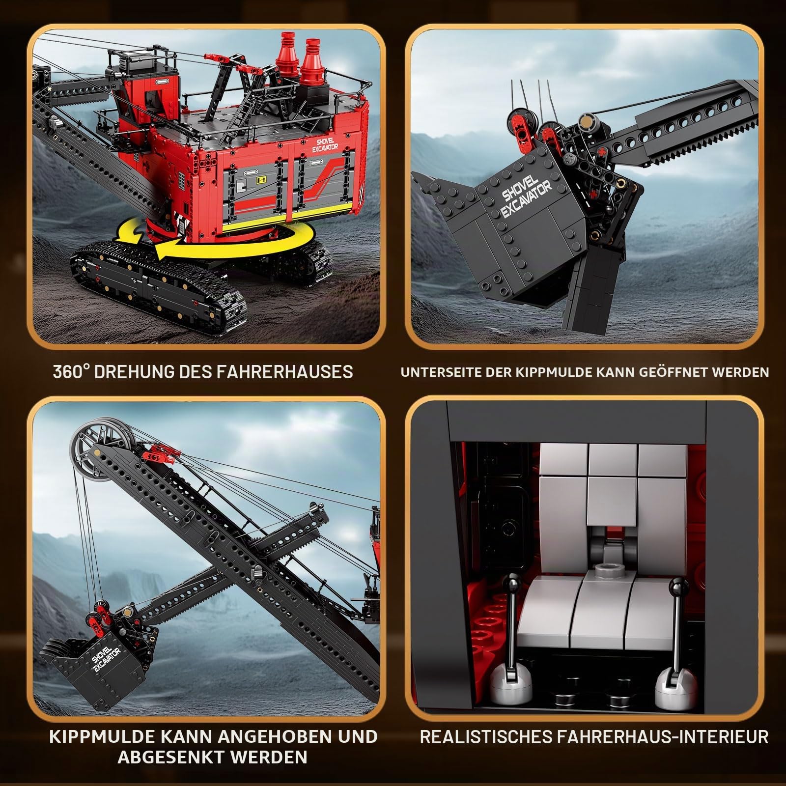 Reobrix RC-Bagger-Bausteinset 22014, Bagger-Fahrzeugmodellbausatz, APP- und ferngesteuertes Konstruktionsspielzeug, Geschenke für Erwachsene, Jungen, Mädchen, Kinder ab 14 Jahren (2688 Teile)