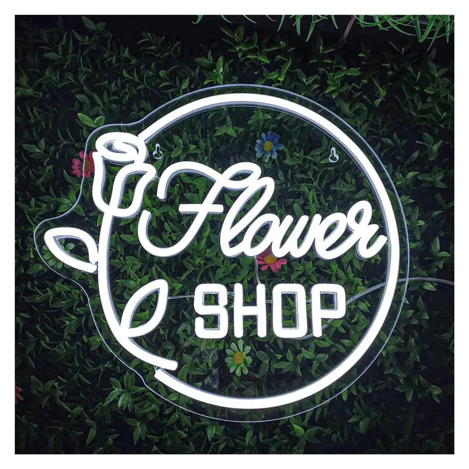 LEMST Signs Lamp Flower Shop Neon Signs USB Powered, Flower Neon Lights, Suitable for Shop Wall Decor Commercial Signs 32.2cmx35cm(A)