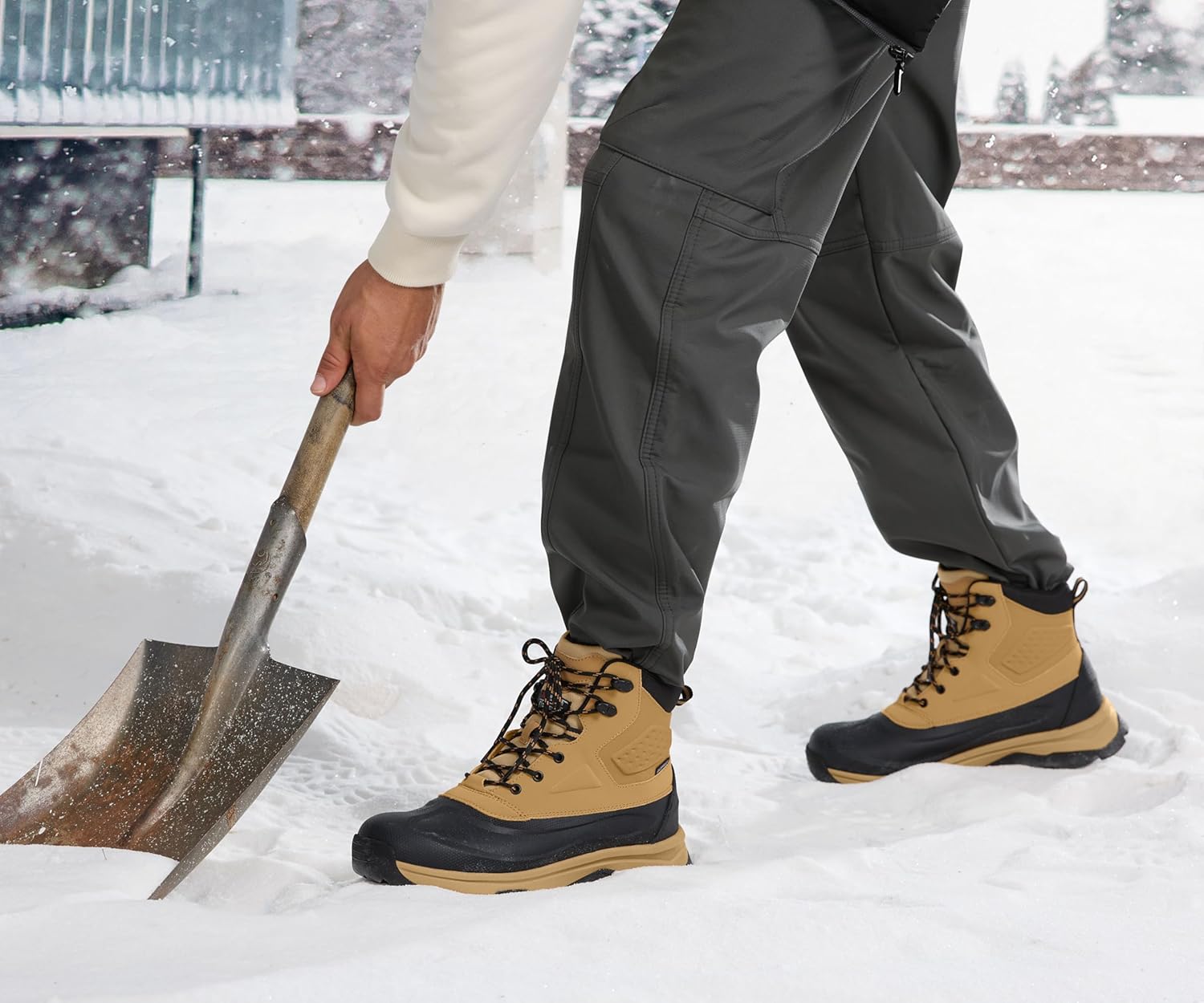 Snow Boots for Men Insulated Waterproof Construction Winter Hiking Boots - Image 2