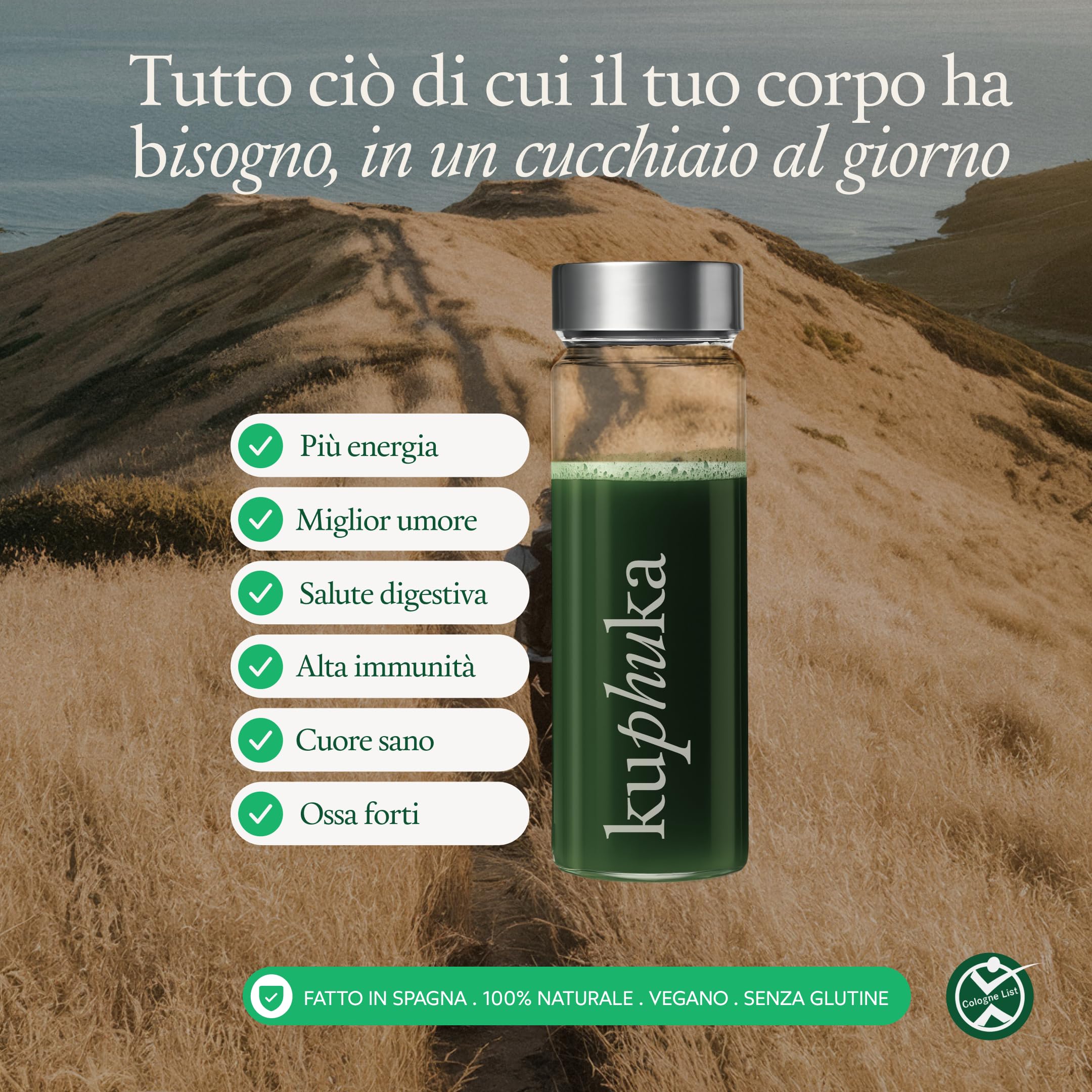 GREENS - Superfood Polvere (411g) con +70 estratti vegetali, supercibo, vitamine, minerali, probiotici, spirulina, Ashwagandha, clorella - 100% naturale (411gr, Ananas e Coco)