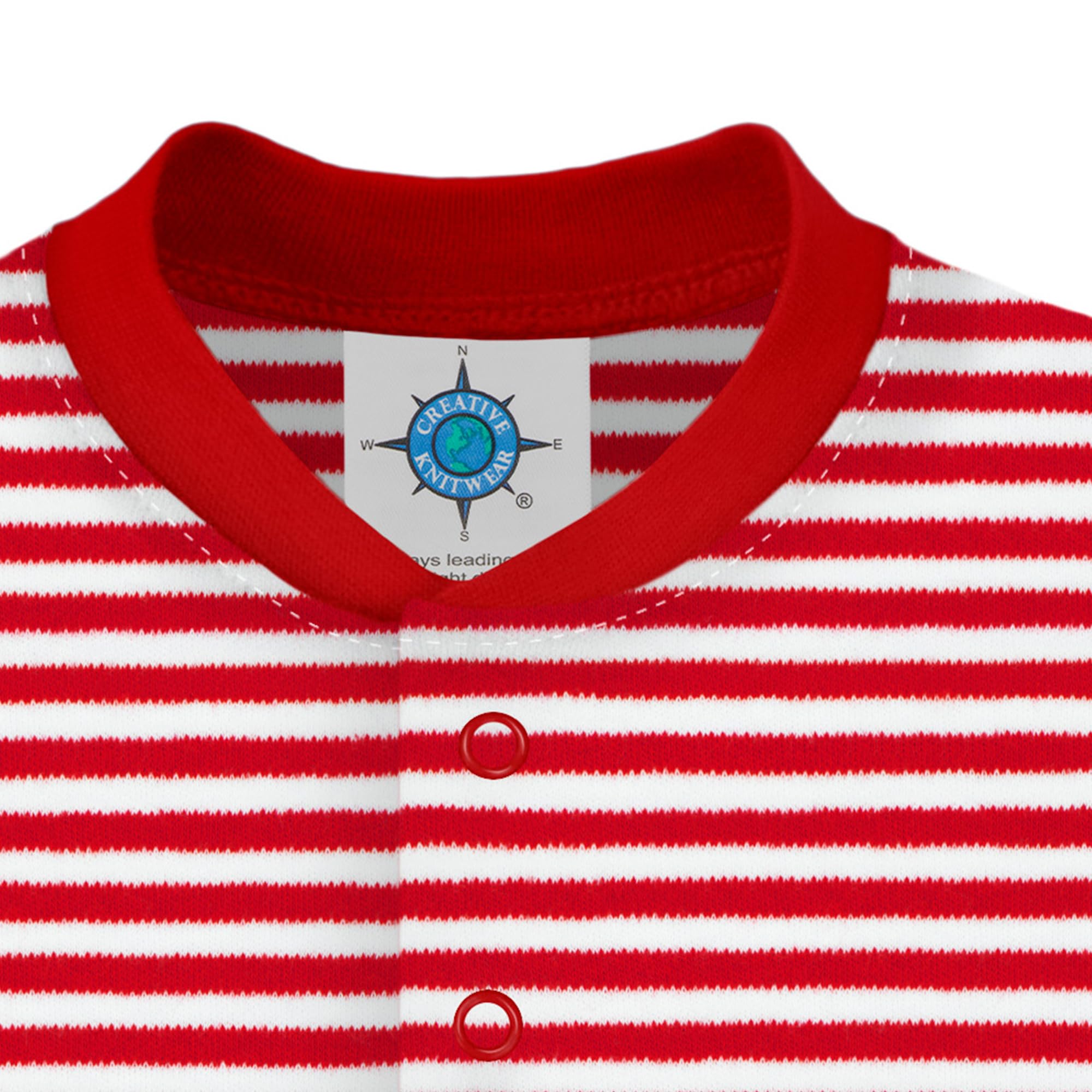 Creative Knitwear College Baby Striped Footed Romper - Nebraska Cornhuskers Logo - Red/White - 3-6 Months